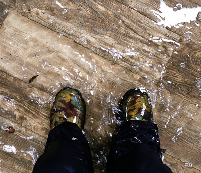 boots standing in a flooded room