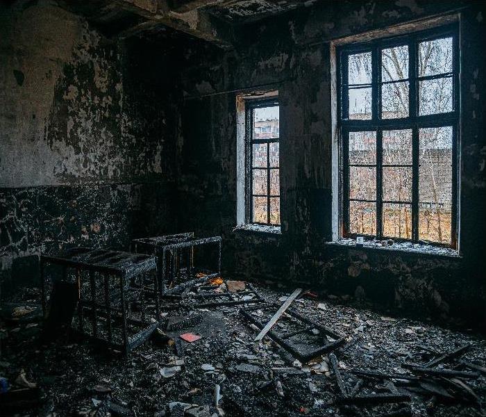 Burned interiors after fire
